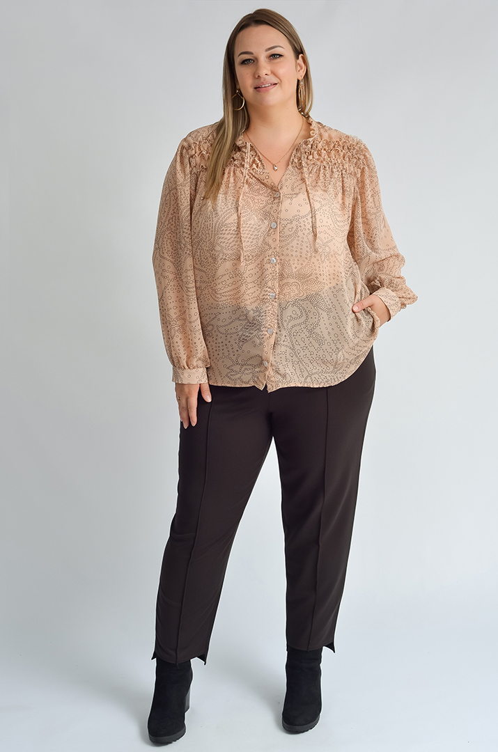 Брюки класичні в кольорі темний шоколад великих розмірів