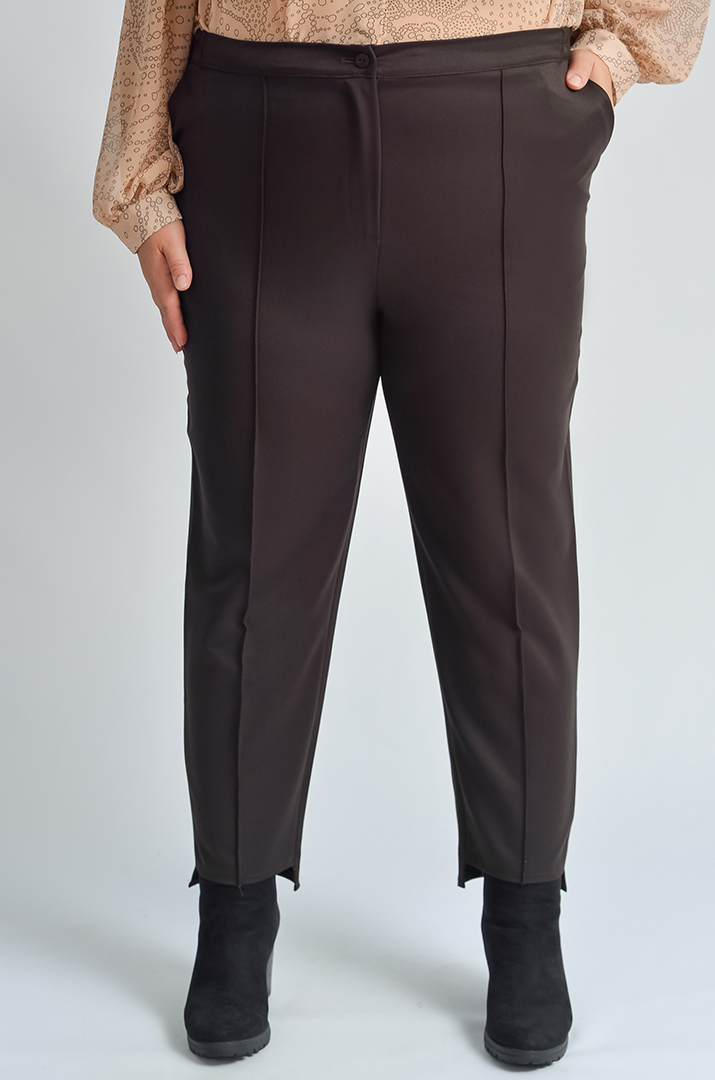 Брюки класичні в кольорі темний шоколад великих розмірів