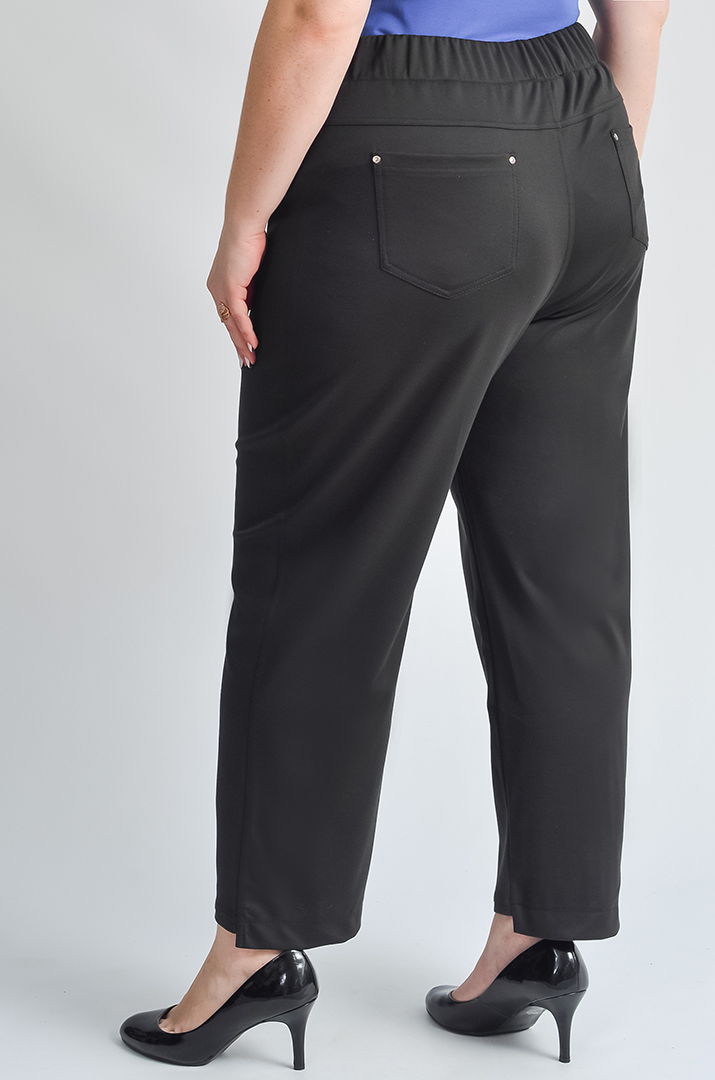 Брюки 7/8 черного цвета с асимметричным низом больших размеров