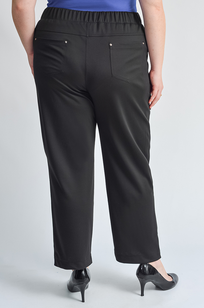 Брюки 7/8 черного цвета с асимметричным низом больших размеров