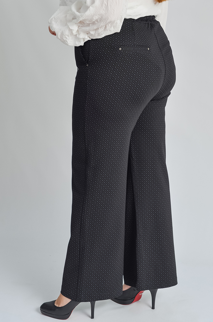 Широкі брюки з декоративним фіксатором на поясі великих розмірів