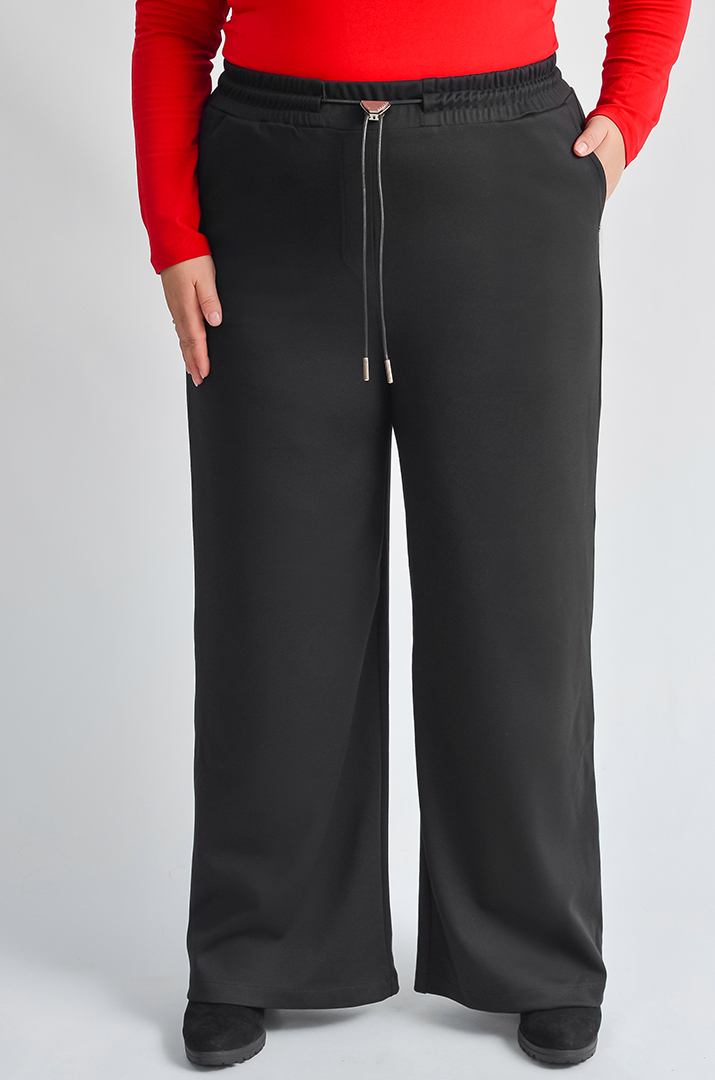 Брюки широкі з поясом на зав’язках великих розмірів