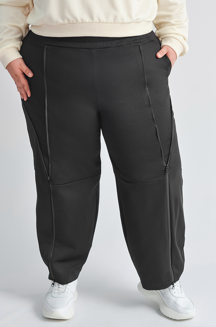 Широкі чорні брюки з блискавками великих розмірів