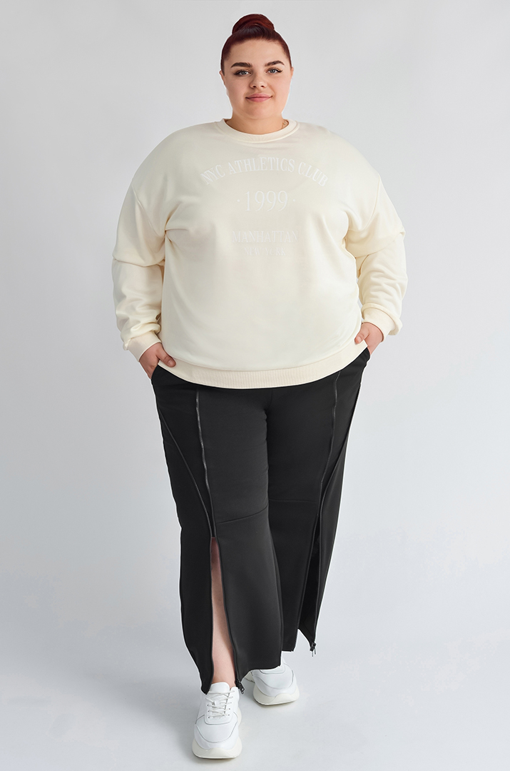 Широкі чорні брюки з блискавками великих розмірів