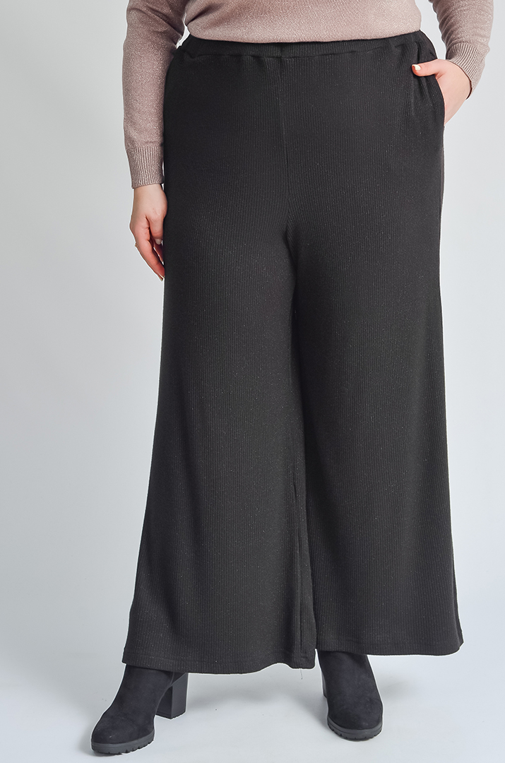 Брюки палаццо з фактурного трикотажу рубчик великих розмірів