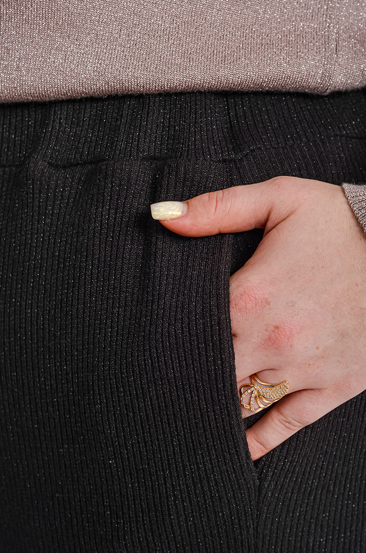 Брюки палаццо з фактурного трикотажу рубчик великих розмірів