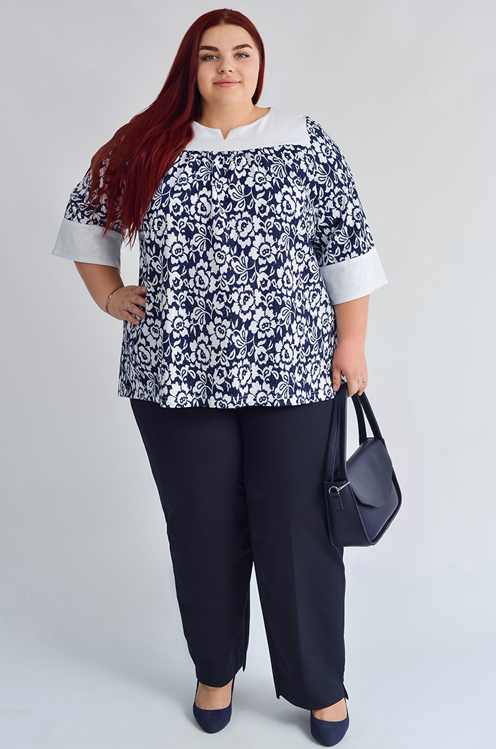 Брюки 7/8 с декоративным акцентом больших размеров