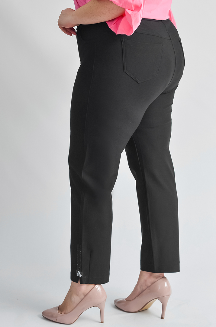 Елегантні чорні брюки 7/8 з дрібними камінцями великих розмірів