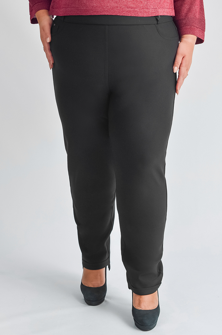 Базові чорні брюки 7/8 з двома задніми кишенями великих розмірів