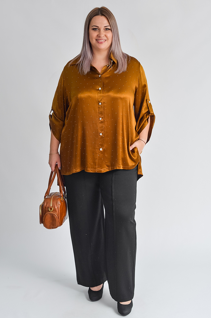 Чорні брюки з декоративним розсипом стразів великих розмірів