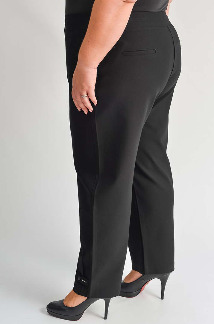 Элегантные брюки 7/8 черного цвета с поясом на шнурке больших размеров