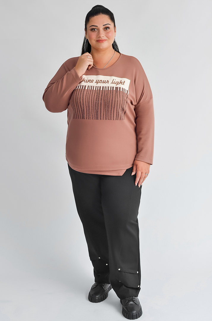 Завужені брюки з декоративними складками великих розмірів