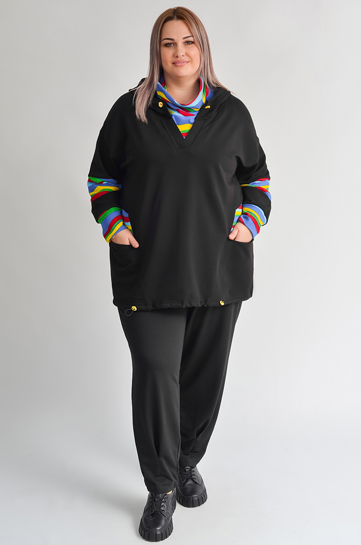 Чорні брюки банани з боковими кишенями великих розмірів