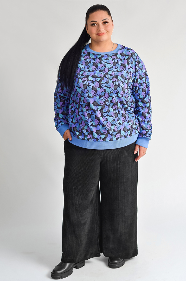 Чорні вельветові брюки з еластичним поясом і шнурівкою великих розмірів