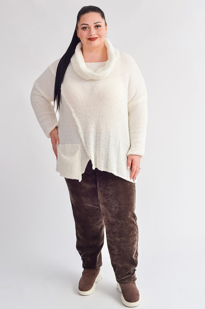 Брюки вельветові 7/8 з еластичним поясом великих розмірів