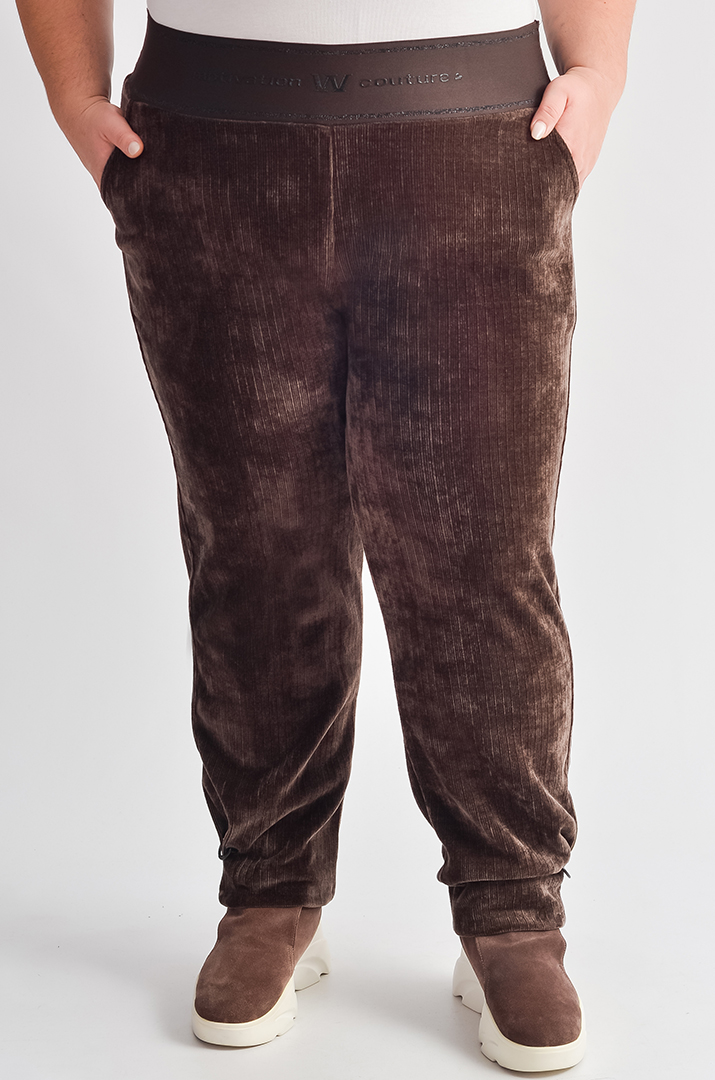 Брюки вельветові 7/8 з еластичним поясом великих розмірів