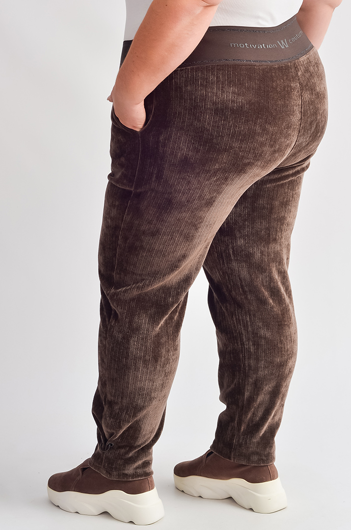 Брюки вельветові 7/8 з еластичним поясом великих розмірів