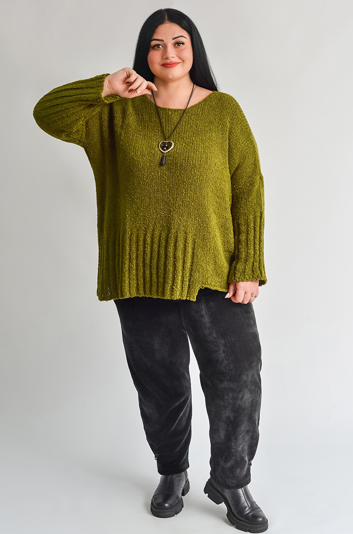 Брюки вельветові 7/8 з еластичним поясом великих розмірів