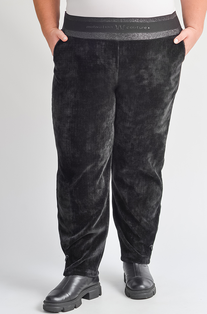 Брюки вельветові 7/8 з еластичним поясом великих розмірів