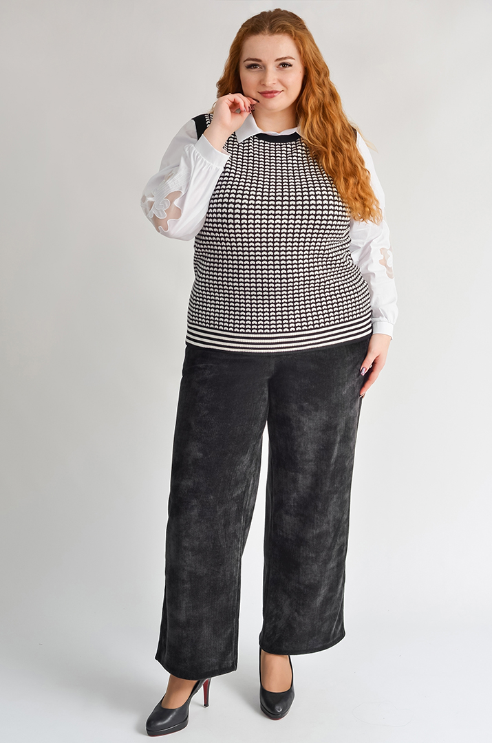 Широкі вельветові брюки з еластичним поясом великих розмірів