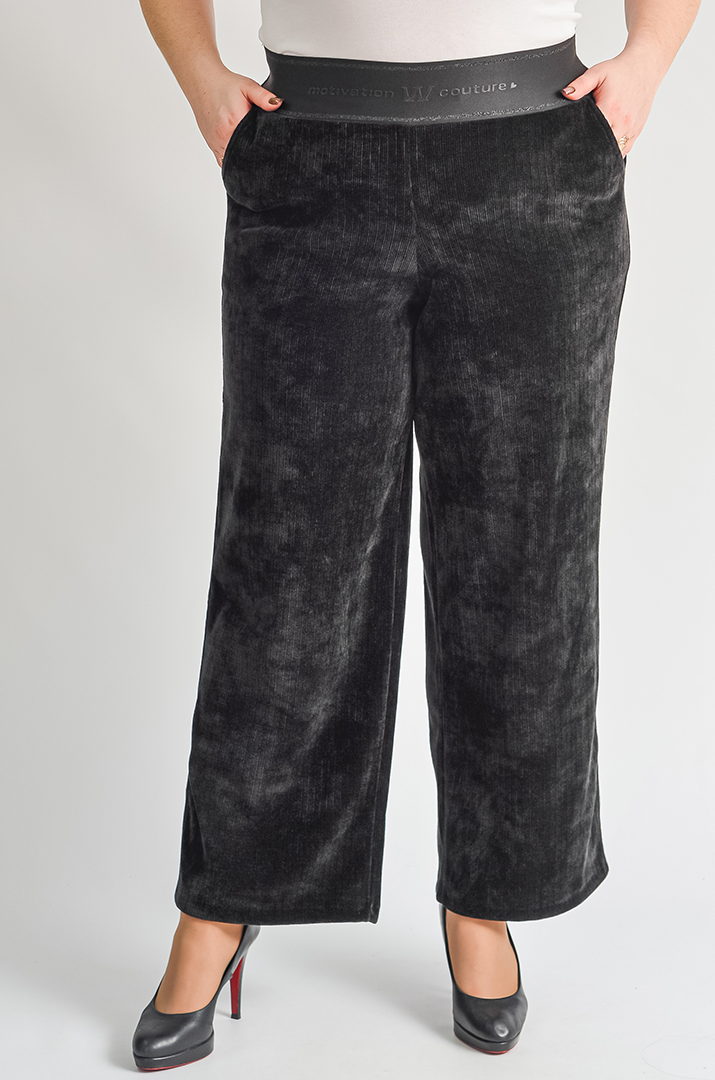 Широкі вельветові брюки з еластичним поясом великих розмірів