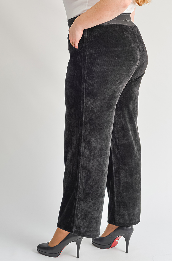 Широкі вельветові брюки з еластичним поясом великих розмірів