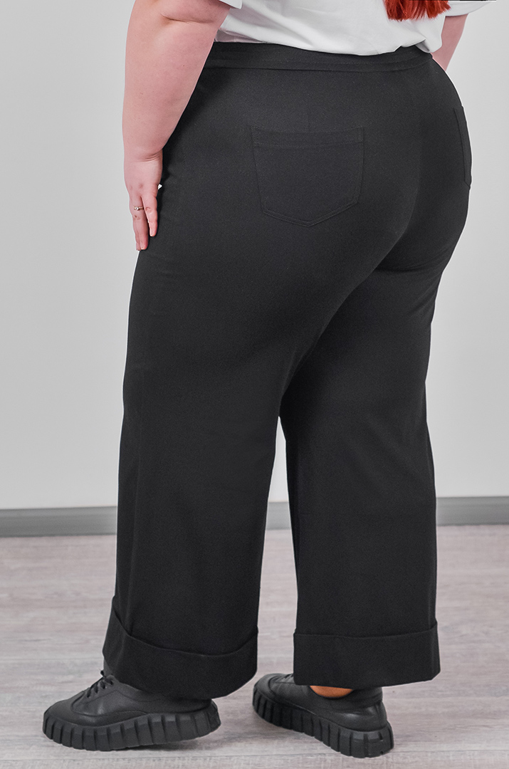 Брюки кюлоти з широкою вставка по низу великих розмірів