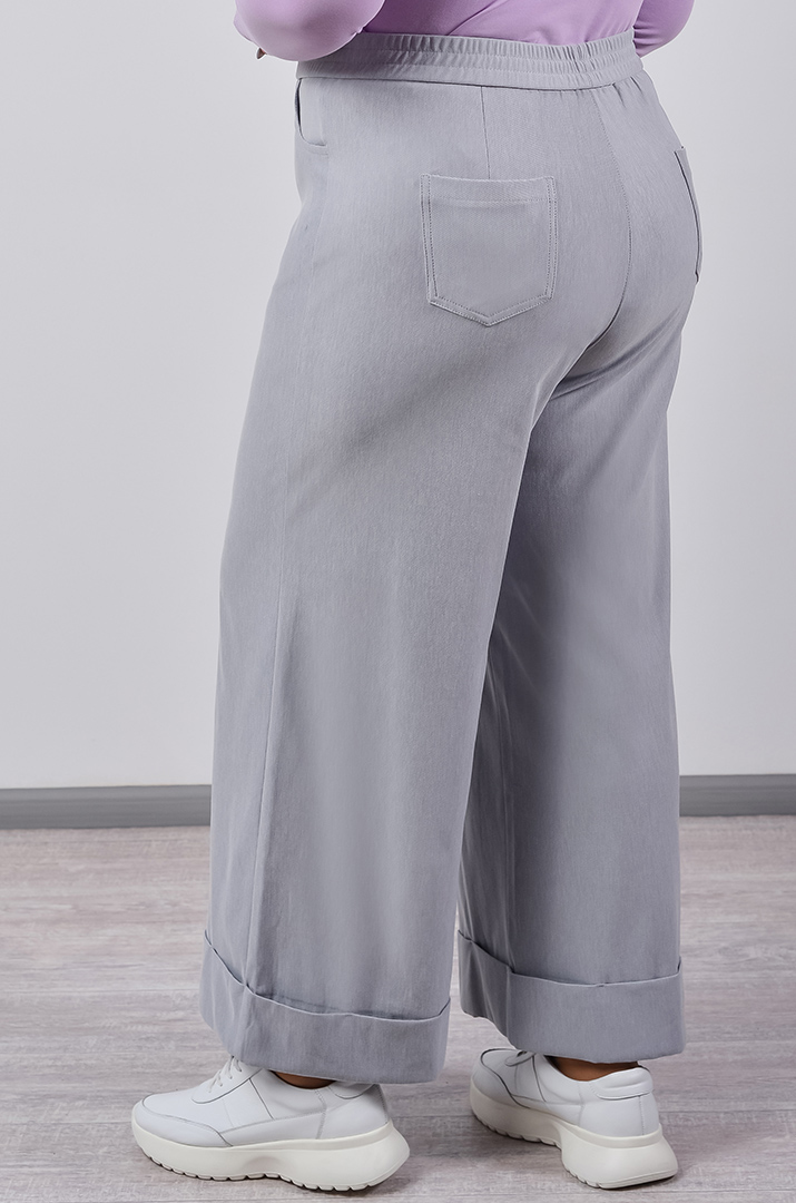 Брюки кюлоти з широкою вставка по низу великих розмірів