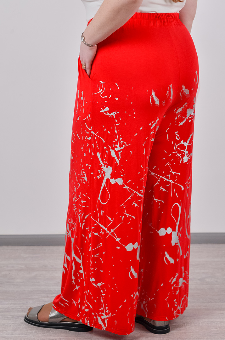 Брюки палаццо зі сріблястим абстрактним принтом великих розмірів