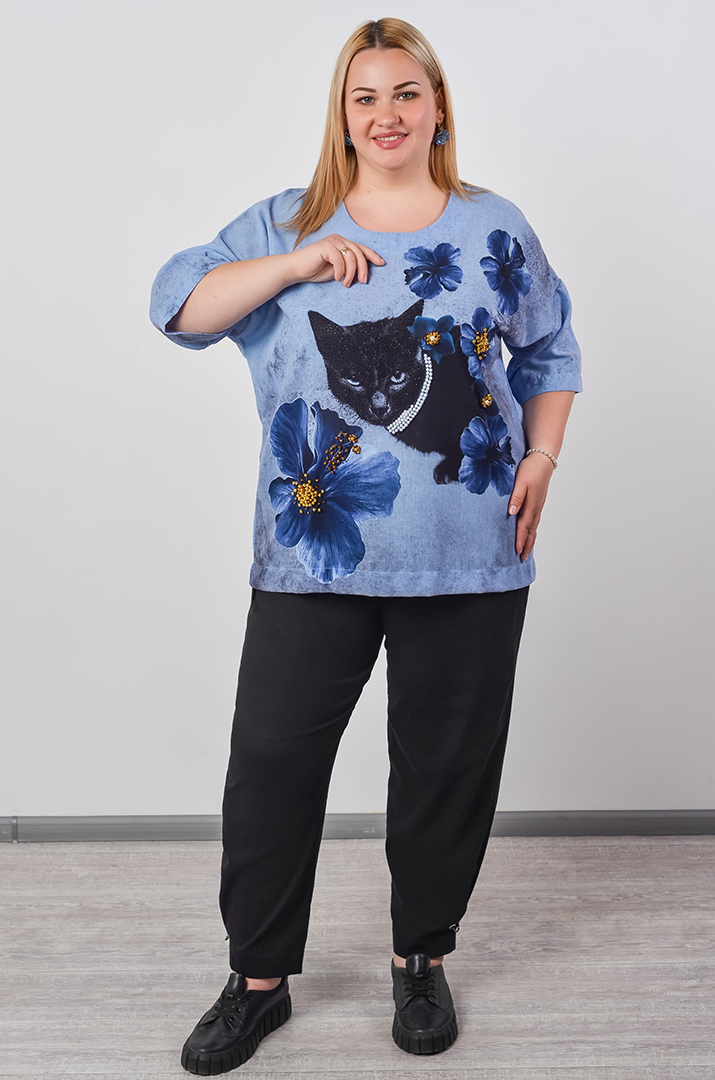 Брюки бананы с декоративными кольцами на манжетах больших размеров
