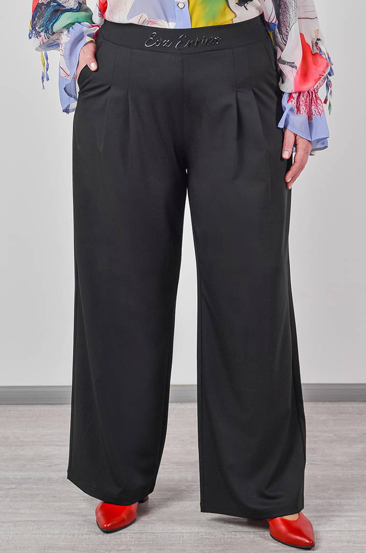 Брюки широкі зі складками та декоративним поясом великих розмірів