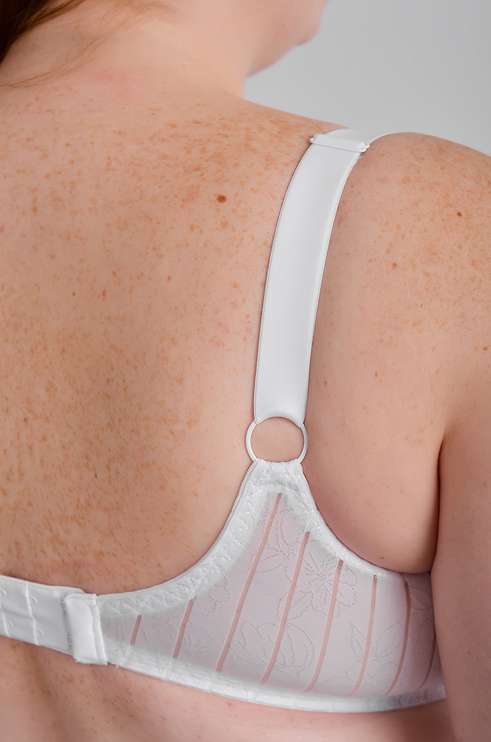 Бюстгальтер в смужку з мереживом і сіткою великих розмірів