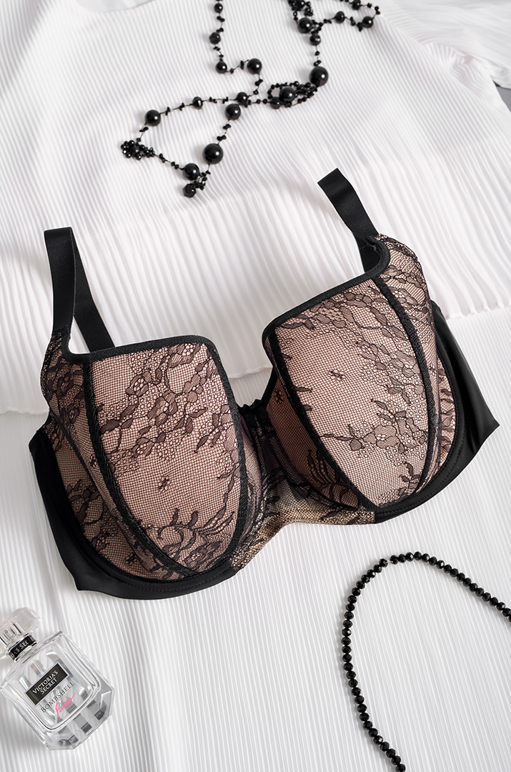 Бюстгальтер чорно-бежевий великих розмірів