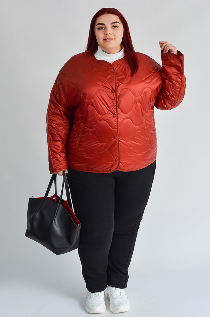 Куртка-жакет у теракотовому відтінку великих розмірів