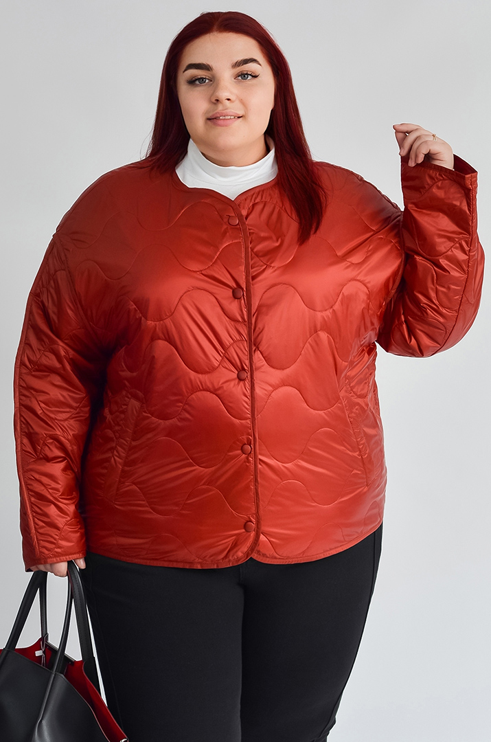 Куртка-жакет у теракотовому відтінку великих розмірів