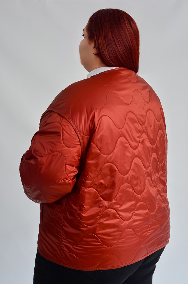 Куртка-жакет у теракотовому відтінку великих розмірів