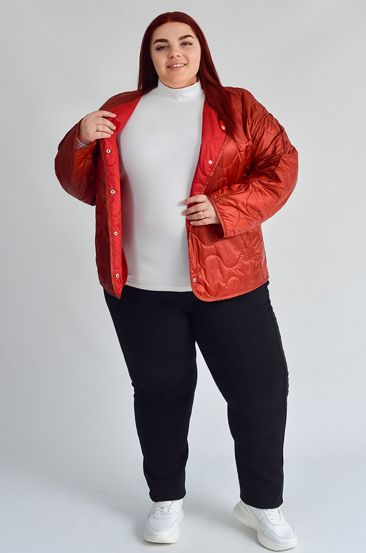 Куртка-жакет у теракотовому відтінку великих розмірів