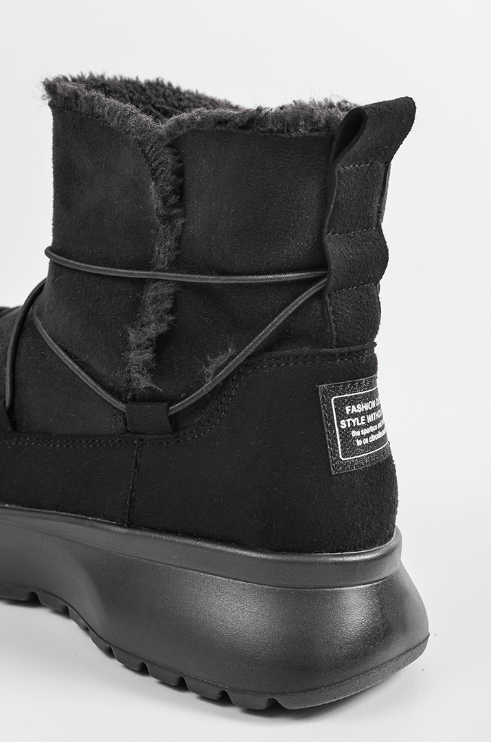 Зимові чорні уггі з нубуку та замші з декоративними шнурками великих розмірів