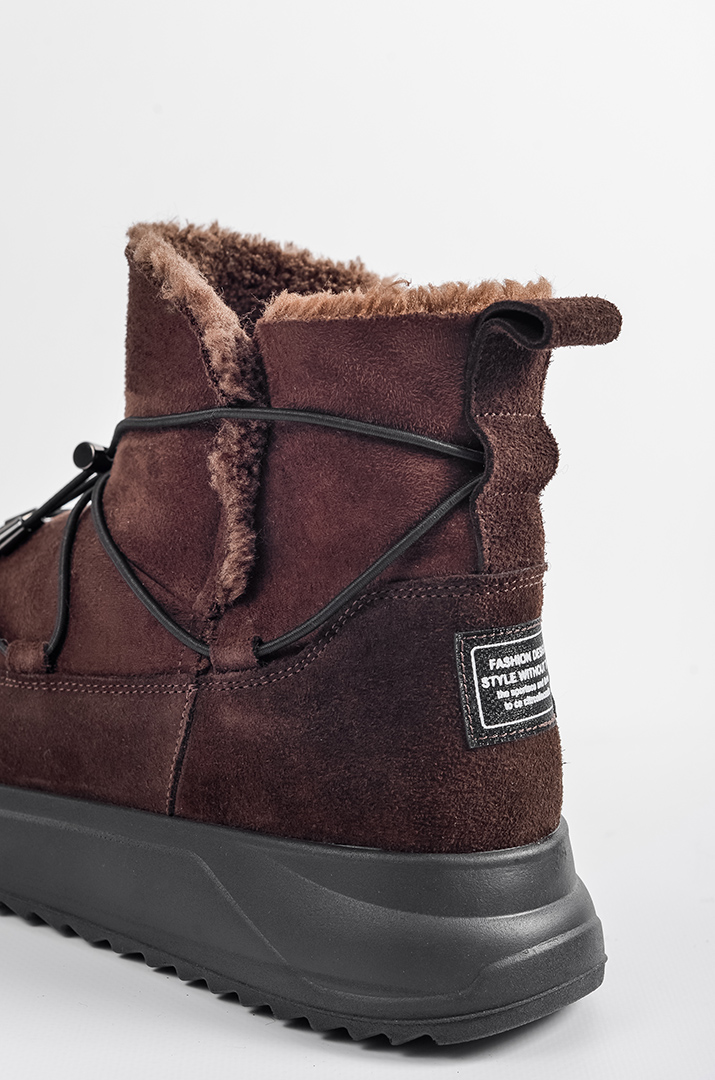 Шоколадні зимові уггі з еластичним шнурком із фіксатором великих розмірів