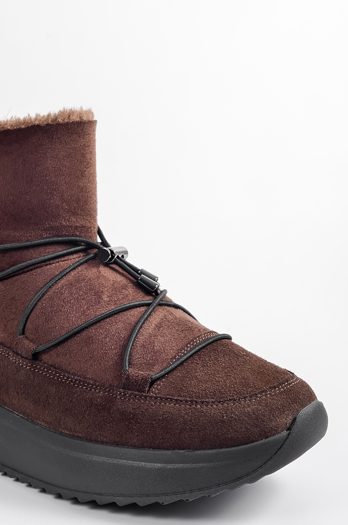 Шоколадні зимові уггі з еластичним шнурком із фіксатором великих розмірів