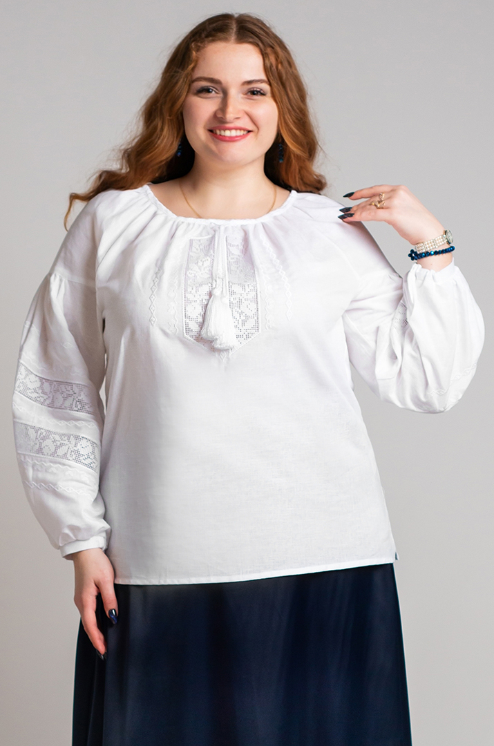 Вышиванка-блуза льняная больших размеров