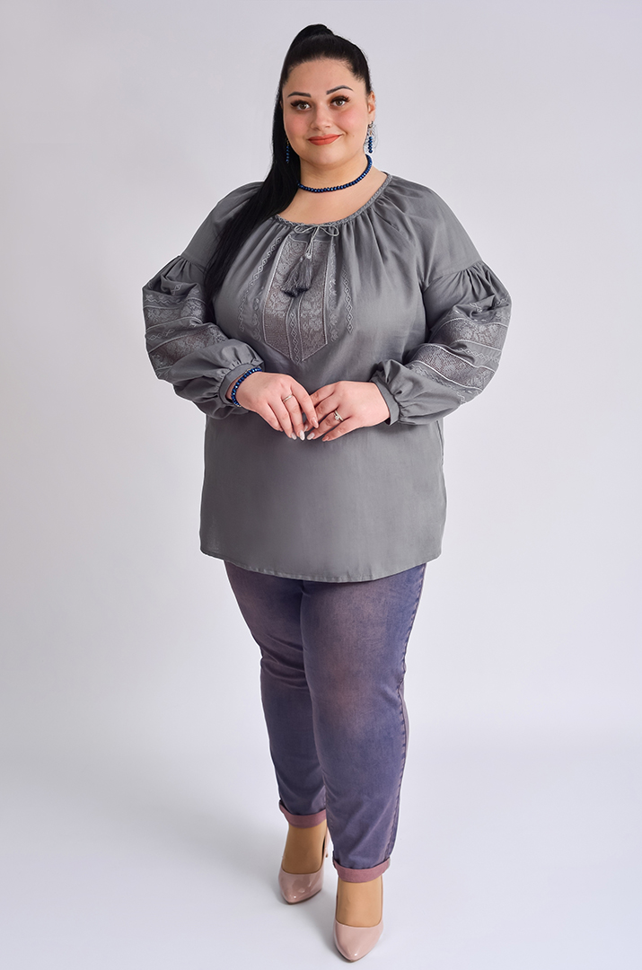 Вышиванка-блуза льняная больших размеров