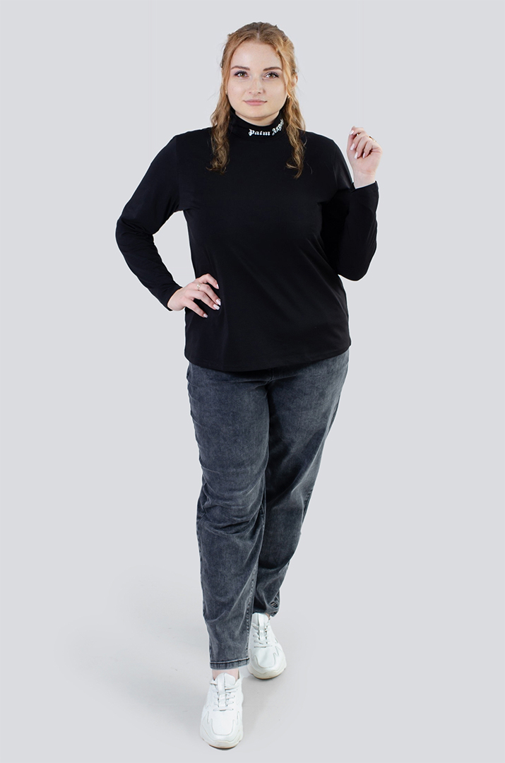 Гольф базовий трикотажний з написом великих розмірів