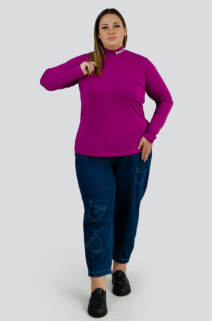 Гольф базовий трикотажний з написом великих розмірів