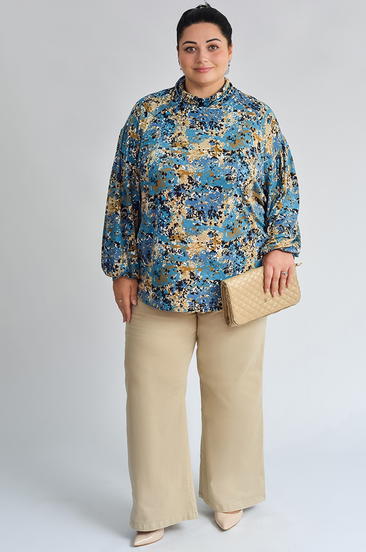 Блуза із довгим рукавом і графічним мотивом великих розмірів