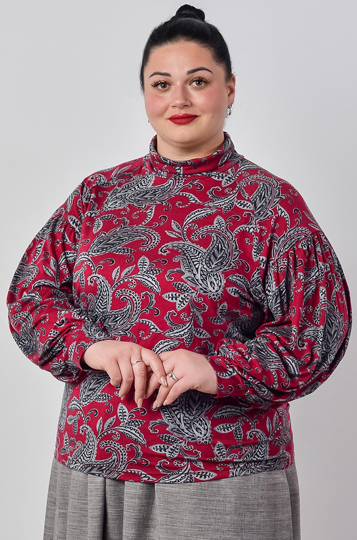 Блуза із довгим рукавом і графічним мотивом великих розмірів