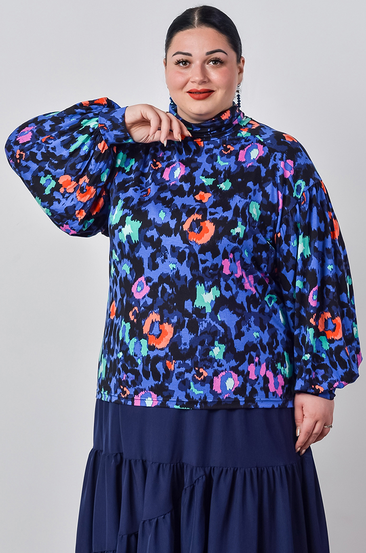 Блуза із довгим рукавом і графічним мотивом великих розмірів