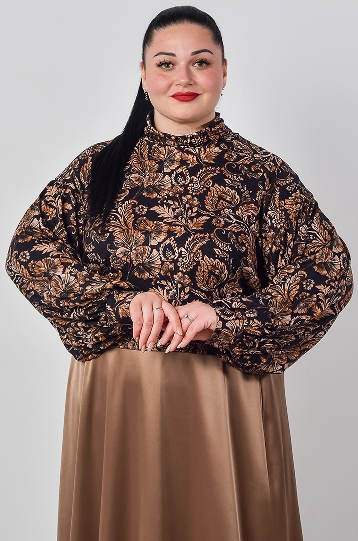 Блуза із довгим рукавом і графічним мотивом великих розмірів