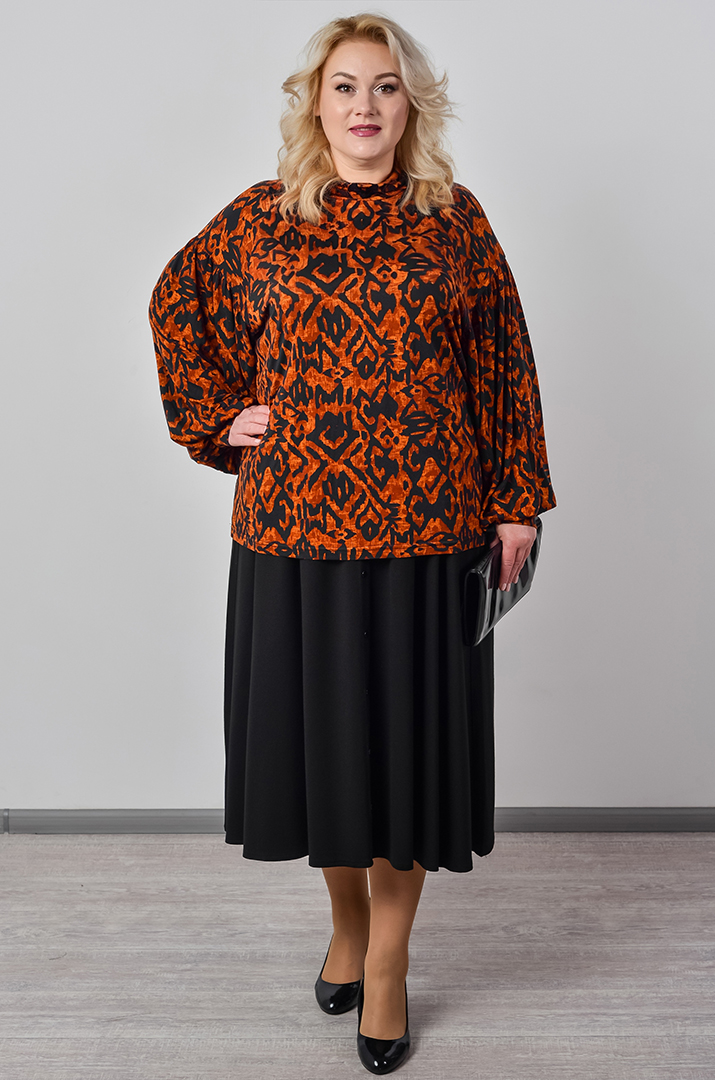 Блуза із довгим рукавом і графічним мотивом великих розмірів