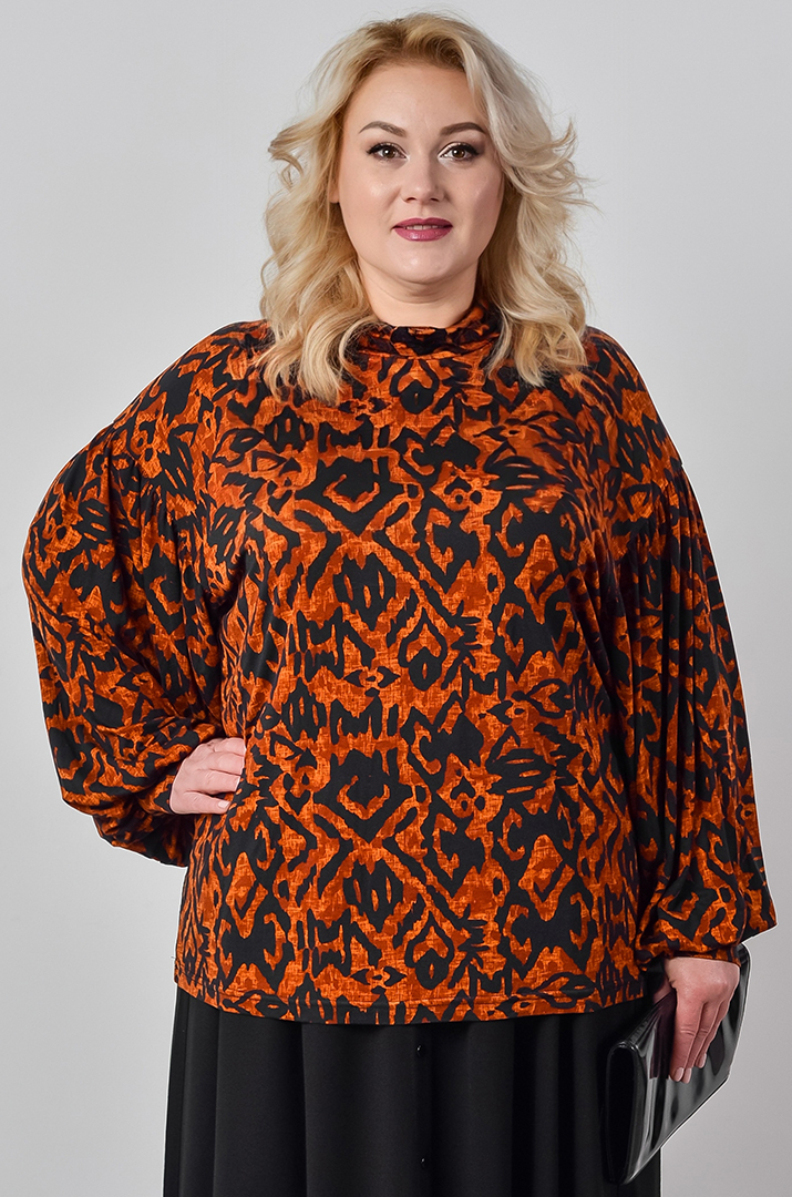 Блуза із довгим рукавом і графічним мотивом великих розмірів